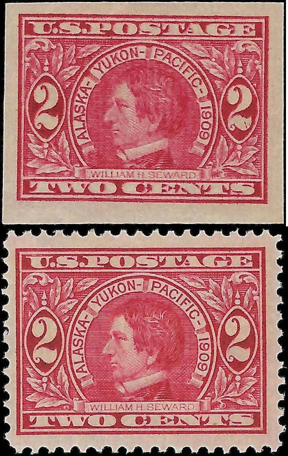 c1909 - Scott #370, 371 2c - Perf & Imperf - Perf is MNH, Imperf = MH - Nice!