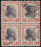 c1938 - Scott 834 $5 President Coolidge Block of 4 - Used