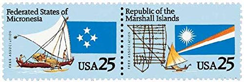 1990 Micronesia and Marshall Islands Pair of 2 25c Postage Stamps, Scott2506-2507