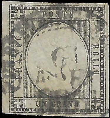 VEGAS - 1861 Two Sicilies, Italy 1g Stamp - Scott 21 - Solid - Great Margins!