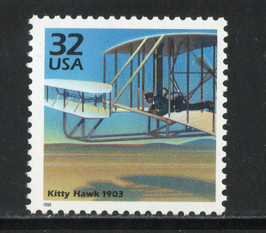 1998 Celebrate the 1900s Kitty Hawk Single 33c Postage Stamp, Scott 3182g, MNH, OG
