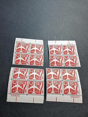 1960 Jet Airliner Airmail Plate Block Set of 4 Plate #26900 - Scott C60 - MNH