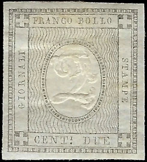 1861 Sardinia Italy Newspaper 2c Stamp - Scott P2 - MH - Margins! - Cat= $175