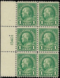 c1923 - USA - Scott 552 Franklin Plate Block of 6 - MNH, Undisturbed OG! -Cat= $55