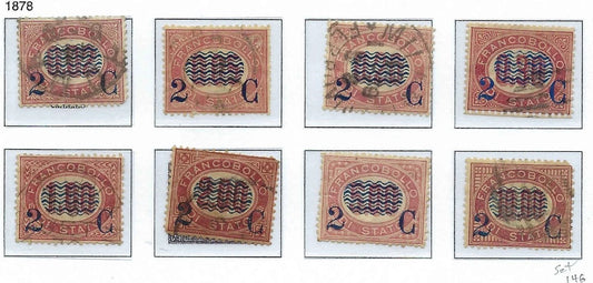 1878 Italy - Sc# 37-44 - Complete Overprint Set! - Used - Stamps Only