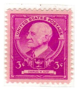 1940 Famous Americans Charles W. Eliot, Educator, Single 3c Sc# 871, MNH, OG
