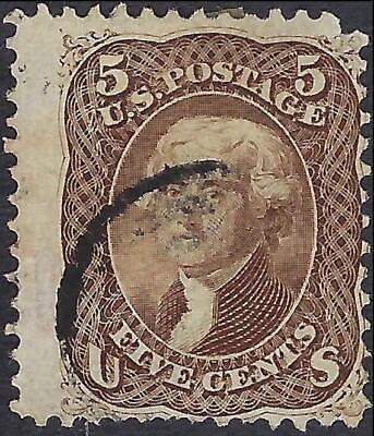 VEGAS - 1863 Jefferson 5c - Scott 76 - Pulled Perf Upper Right Corner