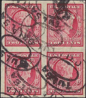 VEGAS - 1909 Lincoln 2c Imperf Used Block Of 4 - Scott 368 - Crease & Small Tear