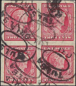 VEGAS - 1909 Lincoln 2c Imperf Used Block Of 4 - Scott 368 - Crease & Small Tear