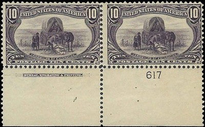 c1898 - USA Trans-Mississippi 10c - Scott 290 - Imprint Pair - MH, OG