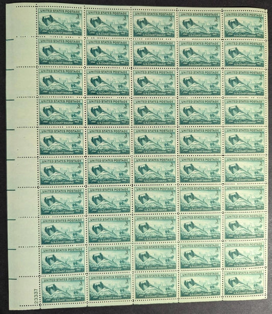 1945 USA US Coast Guard 3c Sheet -Scott 936 -MNH, Undisturbed OG -No Sig Flaws-2