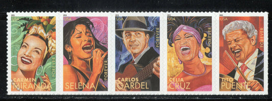 2011 Latin Music Legends Strip of 5 Forever Postage Stamps, Scott4497-4501, MNH,OG