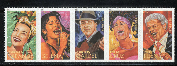 2011 Latin Music Legends Strip of 5 Forever Postage Stamps, Sc#4497-4501, MNH,OG