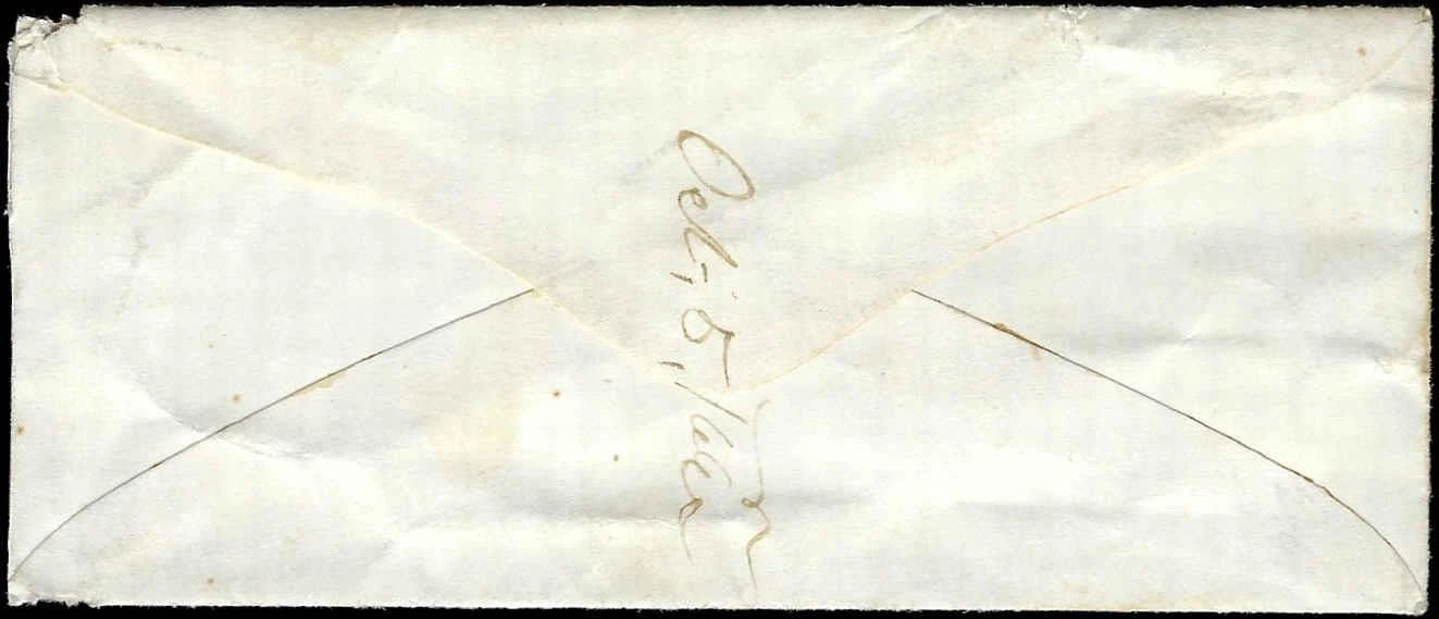 c1866 Cover 3c Washington with Fancy Cancel - Embossed "Wesleyan" Return Addr.
