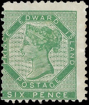 c1862 Prince Edward Island, Canada 6p - Scott 7 - MH - Small Thin - Cat= $115