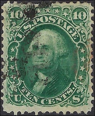 c1861 - Scott 68a Washington 10c Stamp - Used with Nice Centering
