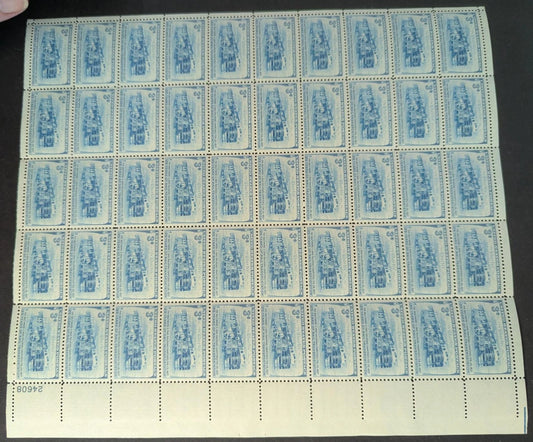 1952 USA Rail Trans 3c Sheet -Scott 1006 -MNH, Undisturbed OG - No Sig Flaws