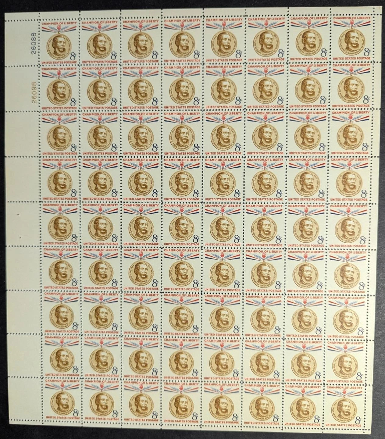 1958 USA 8c Kossuth Sheet -Scott 1118 -MNH, Undisturbed OG -No Sig Flaws