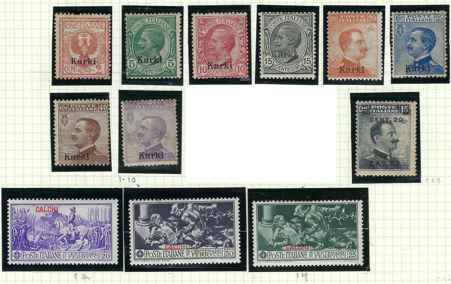 1912-30 Italy Offices In Calchi Short Set - Scott 1-14 Less 9&10 - Spotty Toning