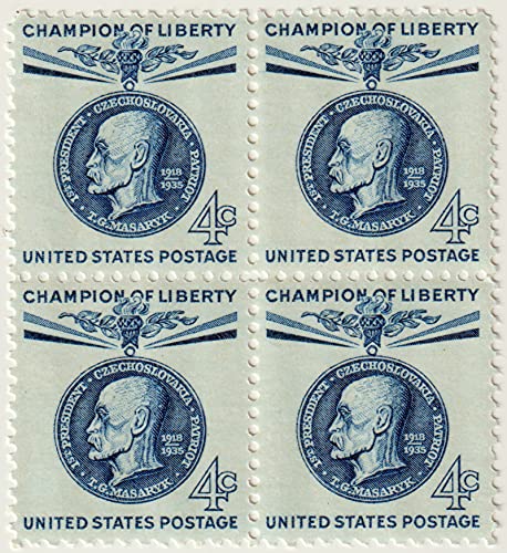 1960 Thomas G. Masaryk Block of 4 4c Postage Stamps, Scott 1147, MNH ,OG