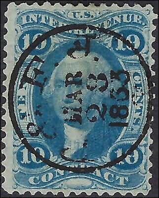 VEGAS - 1862-71 Revenue - Scott R34c - C&FJ(?) Date Cancel - Nice Centering!