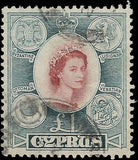 c1955 Cyprus 1 Pound - Sc# 182 - Used - Solid