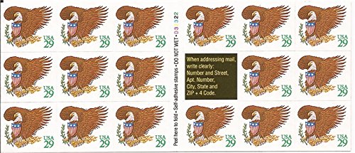 1992 Eagle & Shield with Green Pane of 17 29c Postage Stamps, Scott2596a, MNH, OG