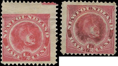 c1887 Newfoundland, Canada - Scott 56,57 - Used - 2 Color Variations - MH - Jumbo