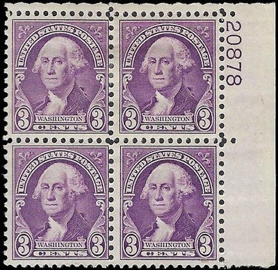 c1932 - Scott 720 Washington Plate Block of 4 - MH, OG