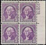 c1932 - Sc# 720 Washington Plate Block of 4 - MH, OG