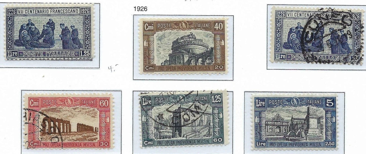 1926 Italy Semi Postal Set Stamps - Scott B26-B29, 182 - M&U -Solid - Cat= $109