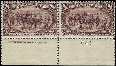 c1898 - Trans-Mississippi 8c - Scott 289 - Imprint Pair - MNH Gum Disturbance Spot
