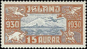 VEGAS - 1931 Iceland Air Post 15a - Sc# C4 - MH, OG - Centering!
