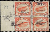 c1918 - #C1 6c Airmail Jenny Block of 4 - Used
