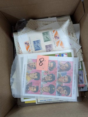 Box of Misc International Stamps, Souvenir Sheets & More - 53 Photos