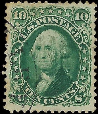c1861 - Scott 68a Washington 10c Stamp - Used with Excellent Centering