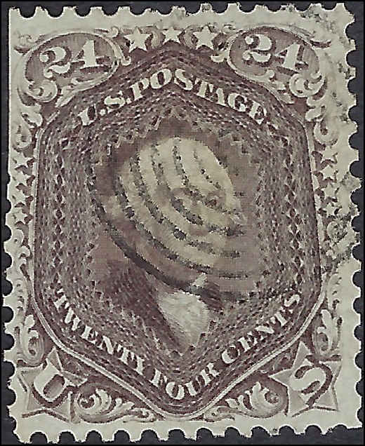 1862 Washington 24c- Scott 70 - Clipped Perfs - Good Centering!