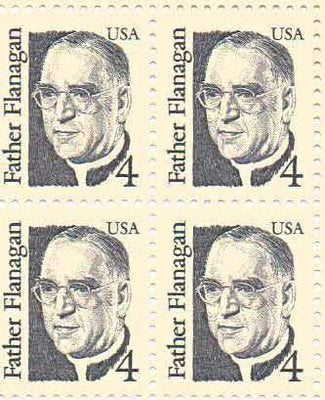 1986 Father Flanagan Block of 4 4c Postage Stamps, Scott2171, MNH, OG
