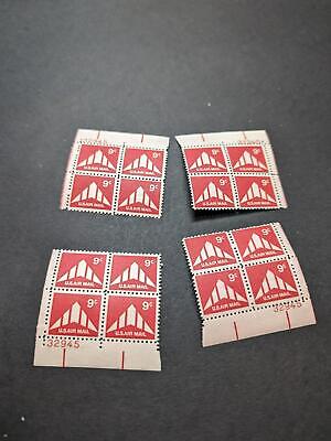 1971 Delta Wing Plane Airmail Plate Block Set of 4 Plate #32945 - Scott C77 MNH