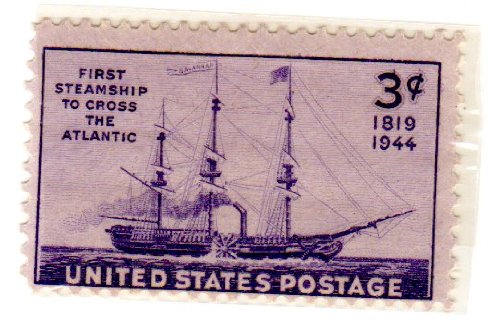 1944 First Steamship Cross Atlantic Single 3c Postage Stamp, Scott923, MNH, OG
