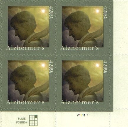 2008 ALZHEIMER'S CAREGIVER - Plate Block of 4 x 42 Postage Stamps, Sc# 4358, MNH