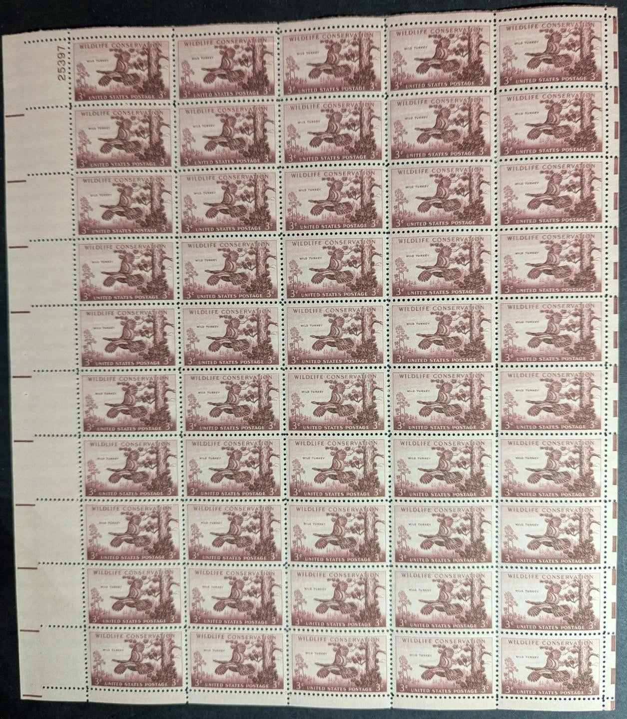 1956 USA 3c Wildlife Sheet -Scott 1077 -MNH, Undisturbed OG - No Sig Flaws