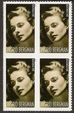 2015 Ingrid Bergman Block of 4 "Forever" Postage Stamps, Scott 5012, MNH, OG