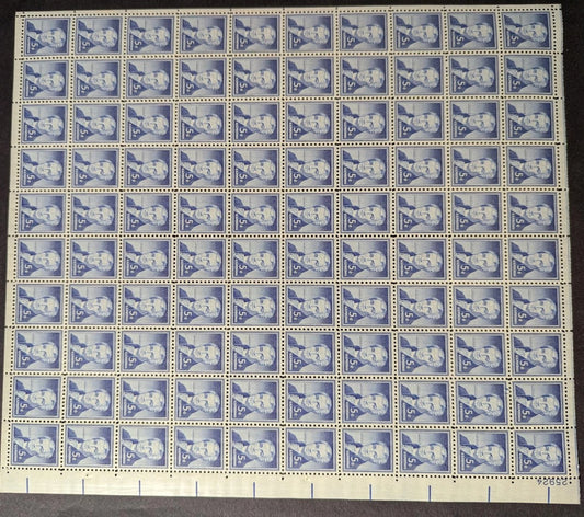 1954 USA 5c Monroe Sheet -Scott 1038 -MNH, Undisturbed OG - No Sig Flaws