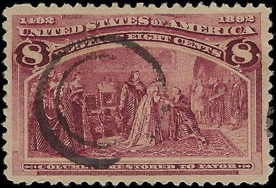 c1893 8c Columbian - Sc# 236 - Used with Good Centering