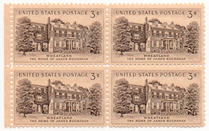 1956 President Buchanan's Home Block Of 4 3c Postage Stamps, Sc# 1081, MNH, OG