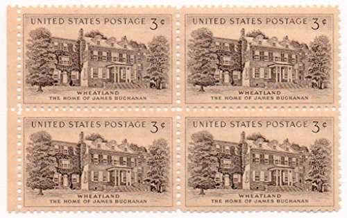 1956 President Buchanan's Home Block Of 4 3c Postage Stamps, Sc# 1081, MNH, OG