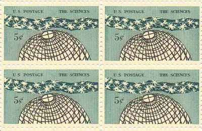 1963 The Sciences Block of 4 5c Postage Stamps, Scott 1237, MNH, OG