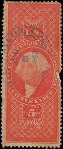 VEGAS - 1862-71 Revenue - Sc# R89c - Small Tear With Folded Perfs Right SIde