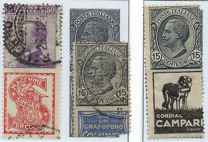1924- Italy Advertising Stamps - Scott 96, 105 - M&U - One of 3 Damaged
